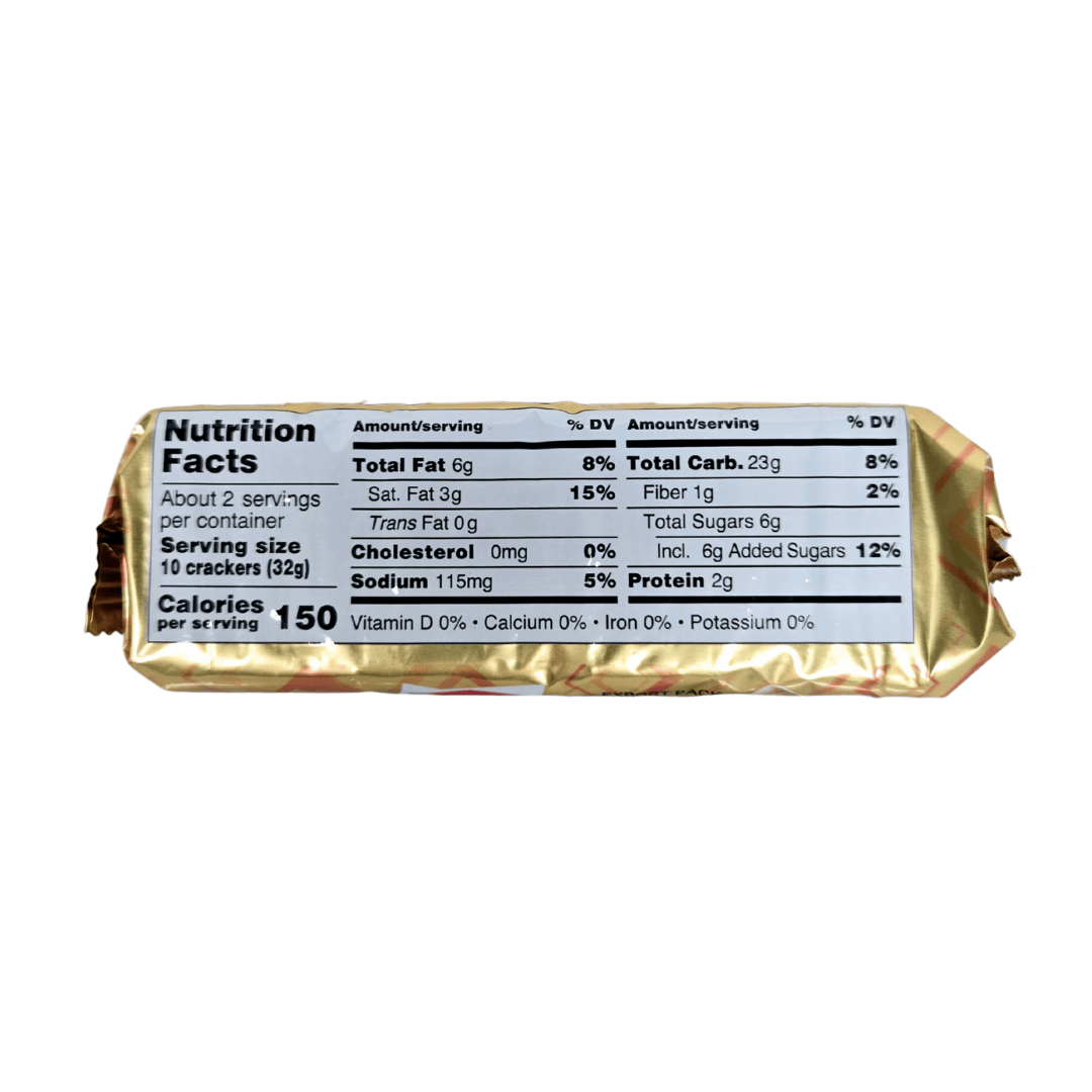 Back of Parle Krackjack biscuit pack showing the Nutrition Facts label, including serving size, calorie count, and nutrient information.